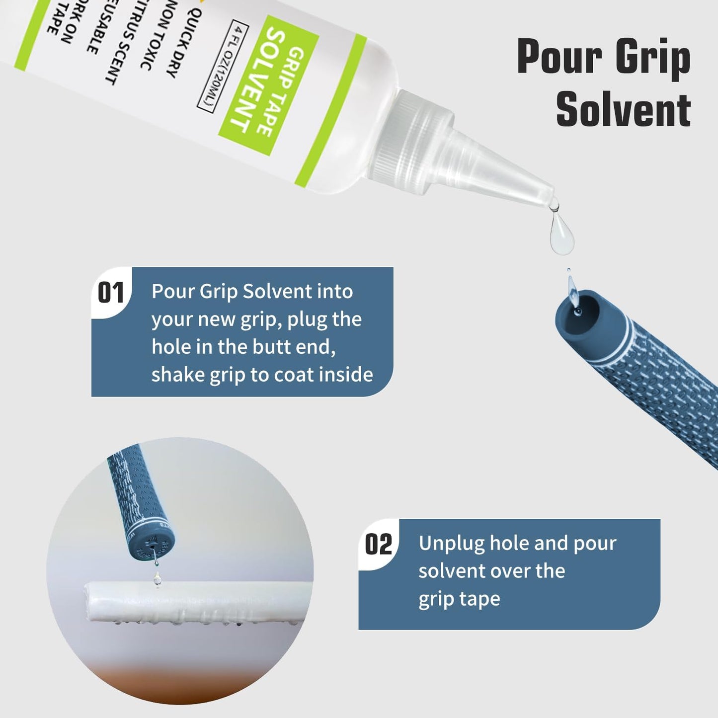 Golf Grip Kit for Regripping Golf Clubs - Include Portable Table Vise Rubber Clamp, 15 Tapes Strips, Golf Grip Removal Tool with Solvent