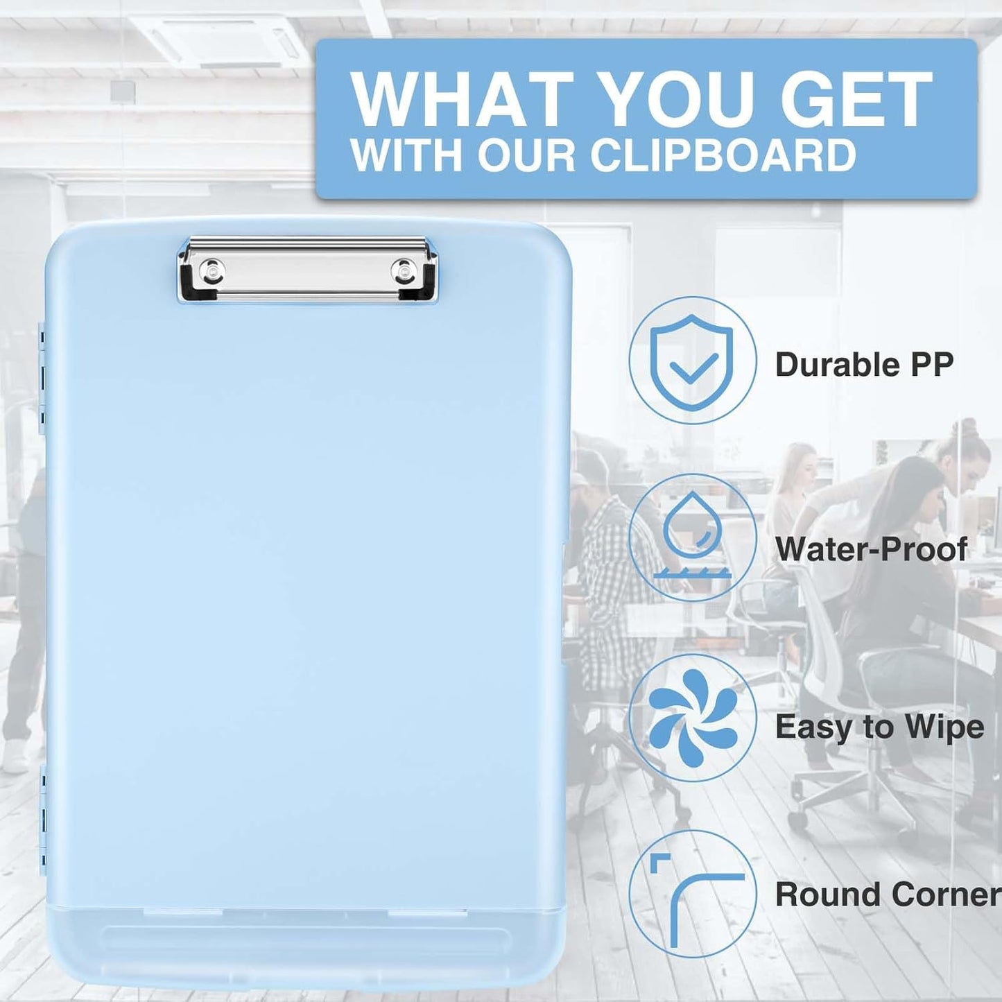 Sooez Clipboards with Storage, High Capacity Clip Boards 8.5x11 with Storage, Heavy Duty Nursing Clipboard Folder, Plastic Clipboard with Pen Holder for Women Teachers Work, School & Office Supplies