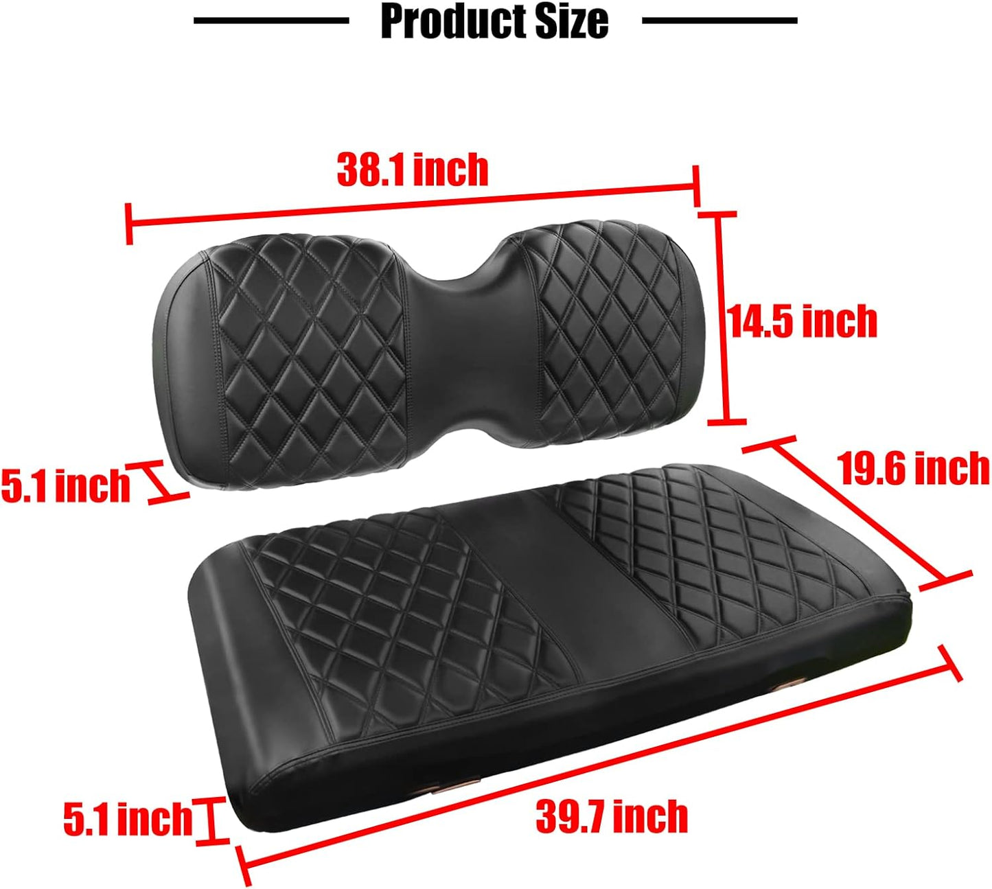 NOKINS Golf Cart Diamond Front Seat Cover,Compatible with Golf Cart i40 i40L Model and Advanced EV, EV1 4, EV1 4L Model Seat Kit, No Staples Required, Vinyl Replace Onward Seat Cover