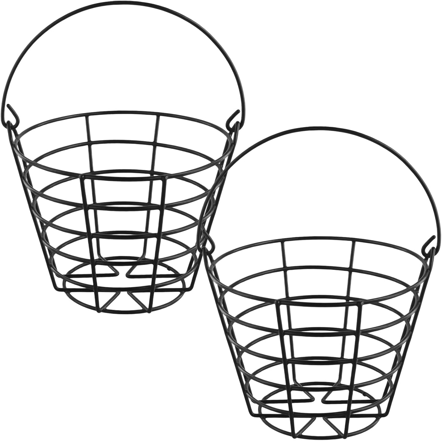 HAKZEON 2 PCS Stainless Metal Golf Ball Basket, Holds 100 Balls Golf Ball Container Bucket, Golf Container with Handle