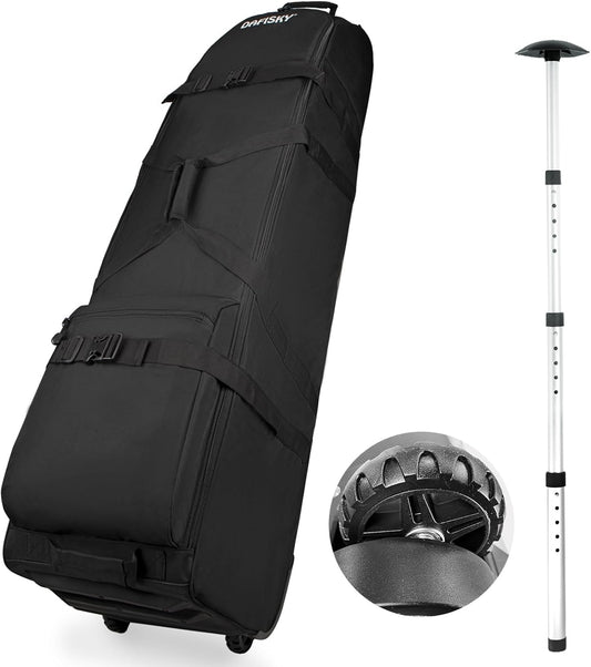 Golf Travel Bag for Airlines with Wheels - Adjustable Support Rod for Protect Golf Clubs