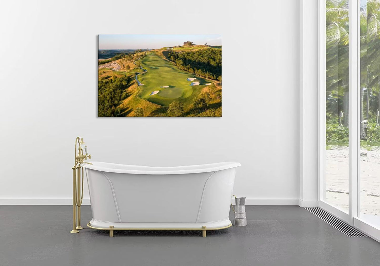 chenchenArt Paynes Valley Golf Course Wall Art for Living Room Bedroom Bathroom Home Decorations Paynes Valley Golf Course Picture Poster Canvas Prints Framed Ready to Hang(18''H x 24''W)
