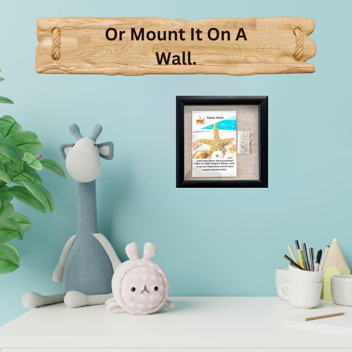 Tasse Verre 8x8 Black Display Shadow Box (2-Pack) Frame w/Linen Background and 16 Stick Pins - Ready to Hang Shadowbox Picture Frame - Box Display Baby Memorabilia Wedding