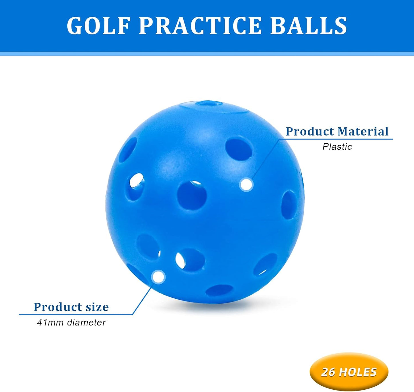 Plastic Golf Balls Practice Limited Flight Golf Training Ball Hollow Swing Practice Indoor Golf Balls with Mesh Drawstring Bag for Backyard Driving Range or Outdoor