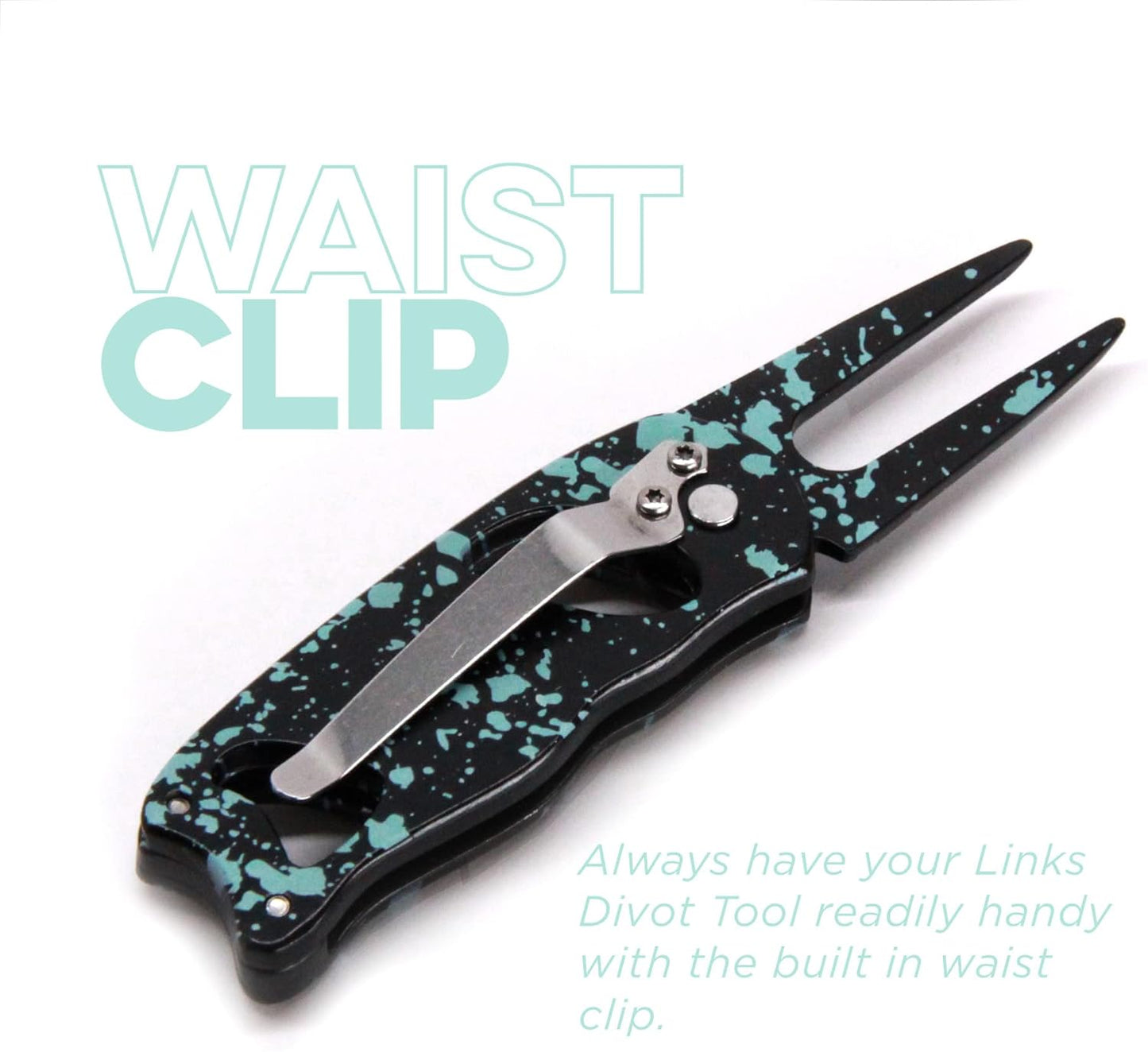 Links Golf Divot Tool with Foldable Pop-up Button & Magnetic Golf Ball Marker - Patented Golf Divot Tool and Ball Marker - Drip Collection