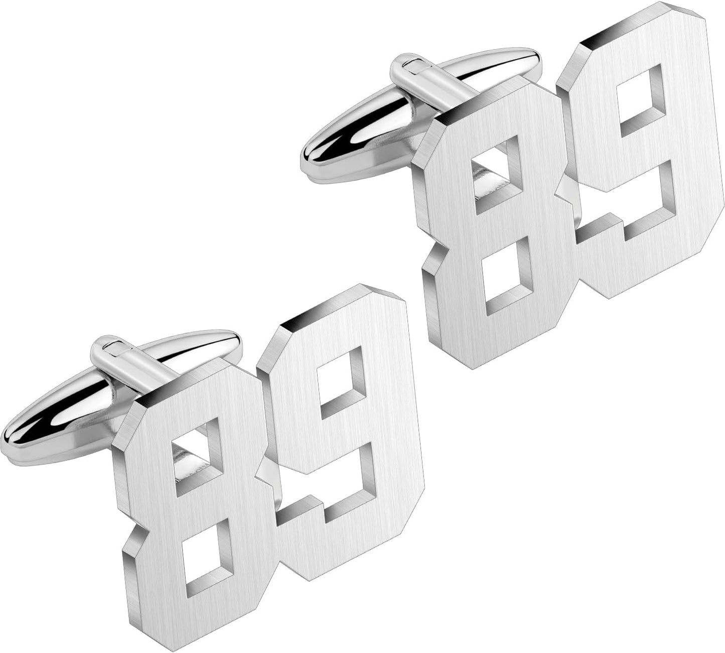 AMITER Mens Cufflinks with Number, Classic Silver Personalized Cuff Links for Men, Sport’s Day Casual or Formal Shirts