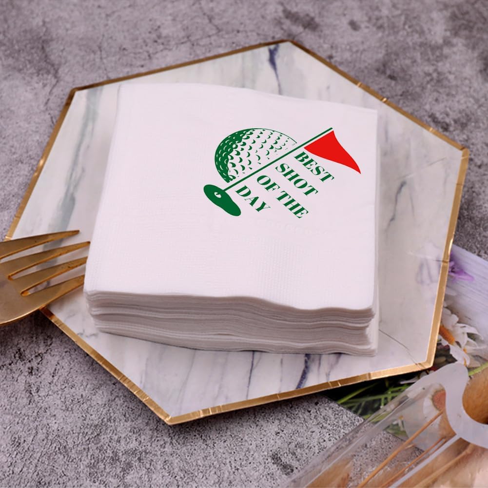 Golf Themed Bachelor Party Cocktail Napkins 50Pcs Best Shot Of The Day Paper Disposable Napkins For Masters Golf Lover Party Table Decorations 5 x 5 2-ply (Best Shot Of The Day)