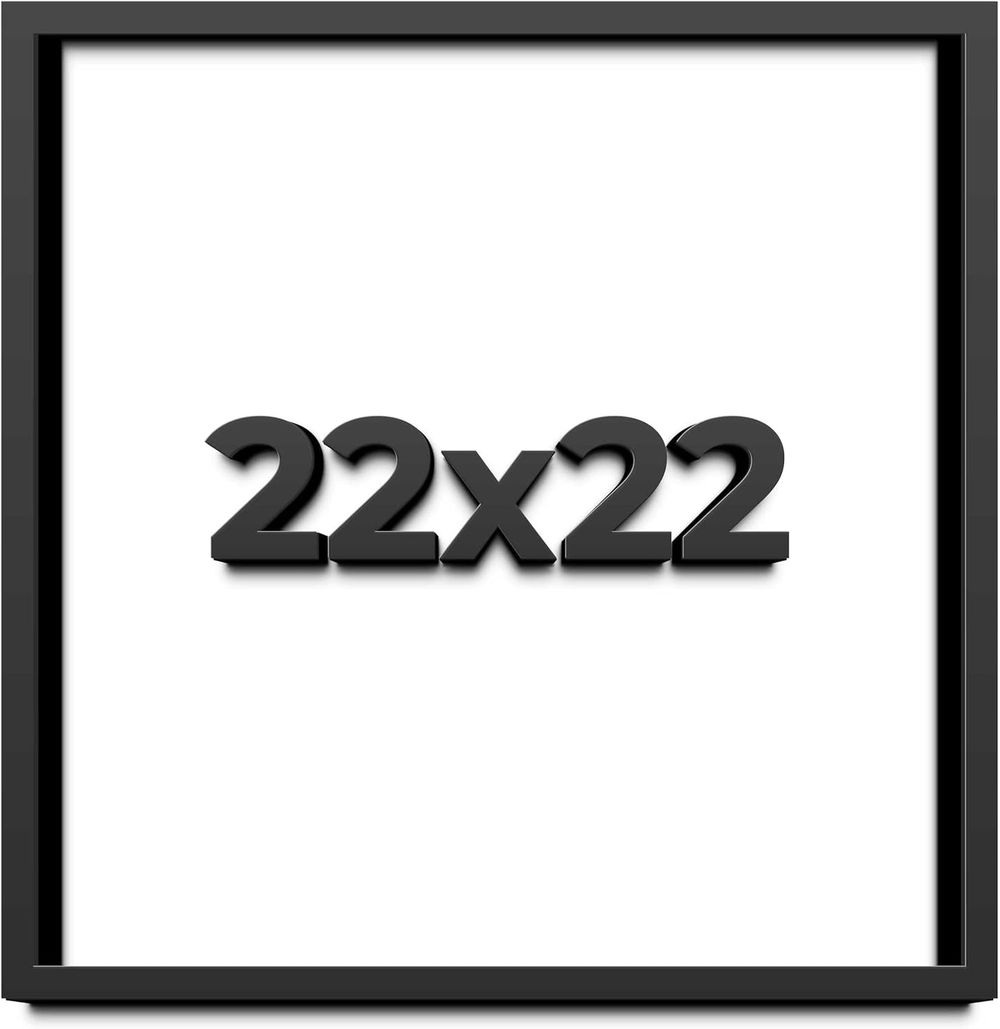 22x22 Shadow Box Black Solid Wood Display Frame with White Acid-Free Backing UV Acrylic & Hanging Hardware - with 3/4" Usable Depth