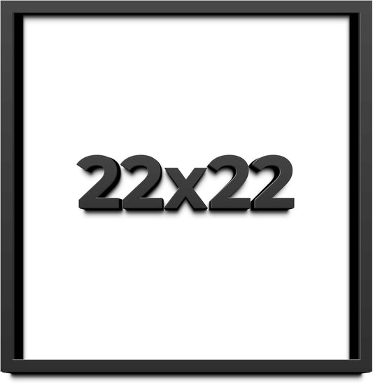22x22 Shadow Box Black Solid Wood Display Frame with White Acid-Free Backing UV Acrylic & Hanging Hardware - with 3/4" Usable Depth