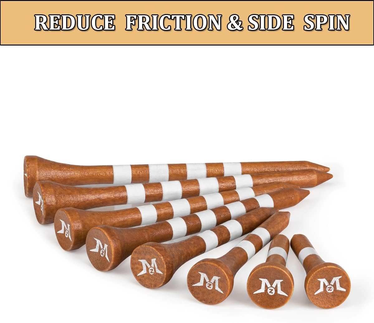 MAZEL Natural Wood/Bamboo Golf Tees 2 3/4 Inch & 3 1/4 Inch,Pack 50 or 120,Reduce Friction & Side Spin,More Stable Golf Tees