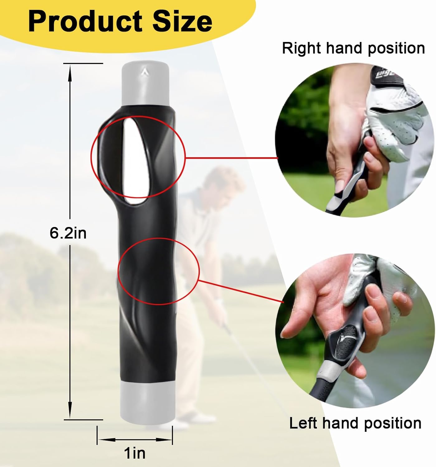 Grip Trainer Golf, Grip Aid Golf, Golf Swing Trainer, Corrects Left and Right Hand Position to Help Train Correct Hand Position,Enhance Grip Strength, Precision and Swing