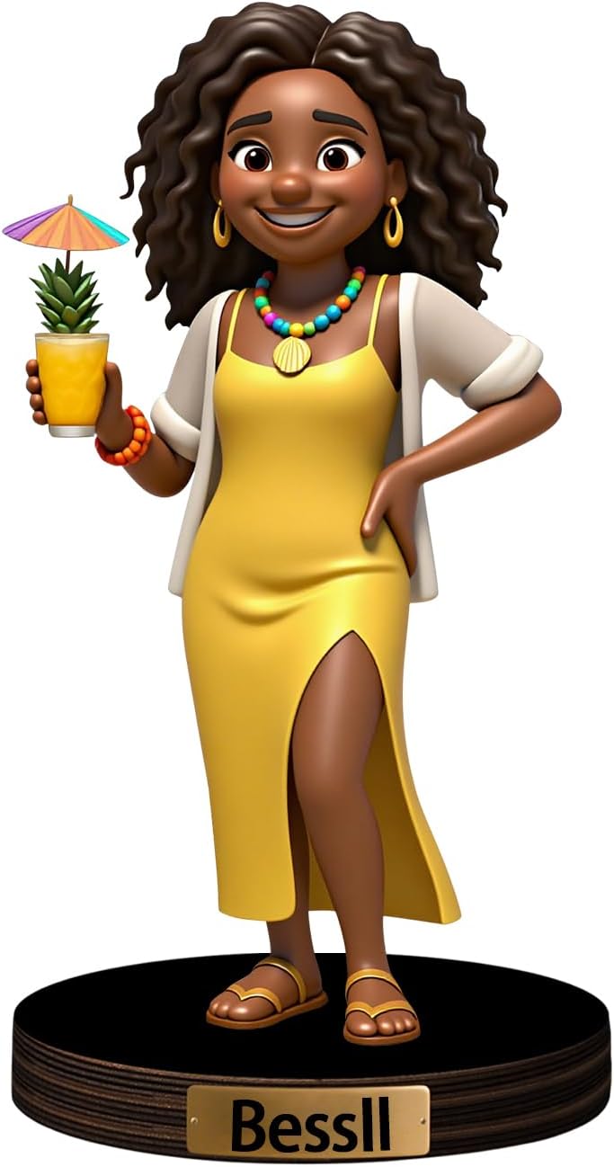 Personalized Cartoon Photo Sculpture Ornament Custom Name 2D Acrylic Photo Casual Cartoon Style Figurine Desk Decor Gift for Men Women Family Couple Birthday Xmas (Style 11)