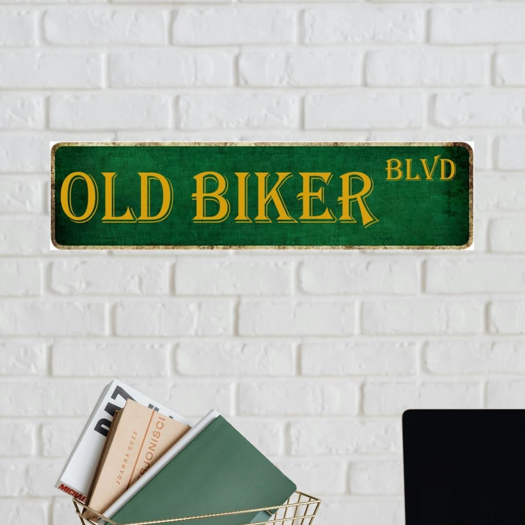 Motorcycle Gifts For Men Man Cave Decor Old Biker Blvd Metal Sign Best Gifts For Motorcycle Riders Garage Signs For Men 4x16 Inch