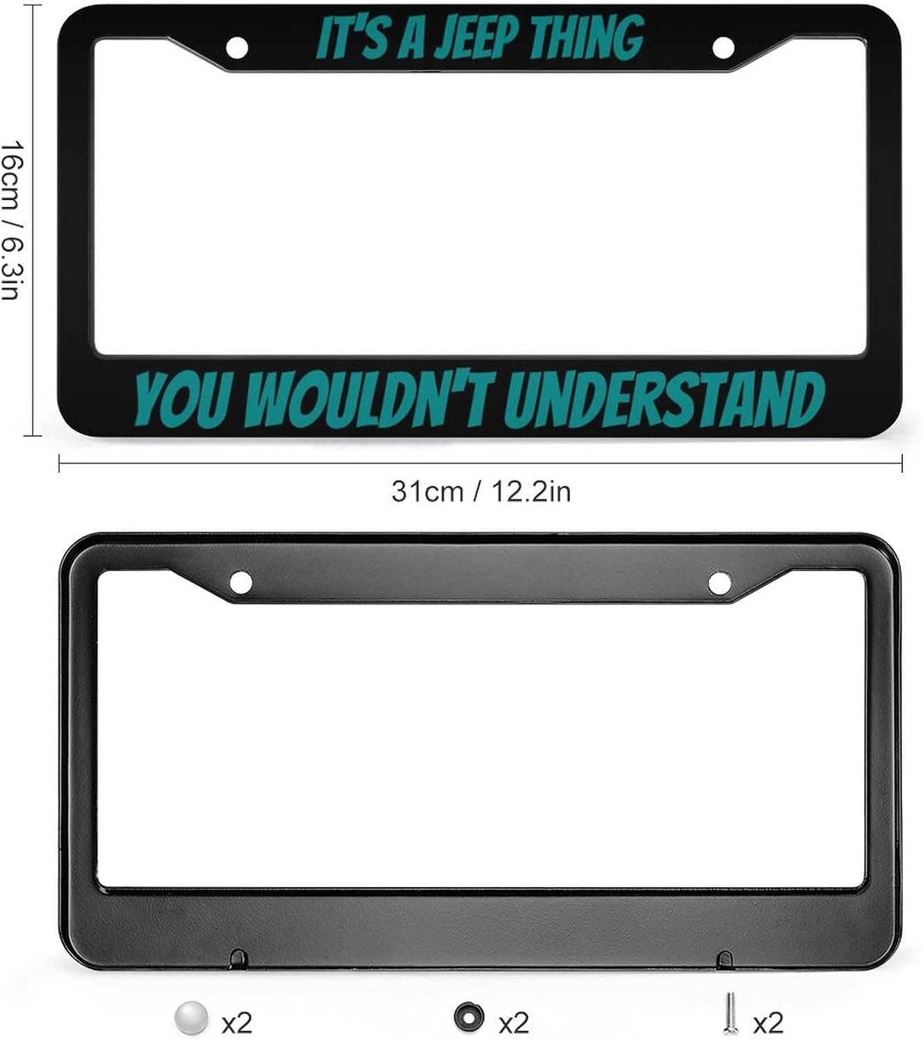 Funny Custom License Plate Frame - Personalized Your Own Text Message, Novelty Auto Car Front Back Plate Tag Holder - Words Metal 2 Holes