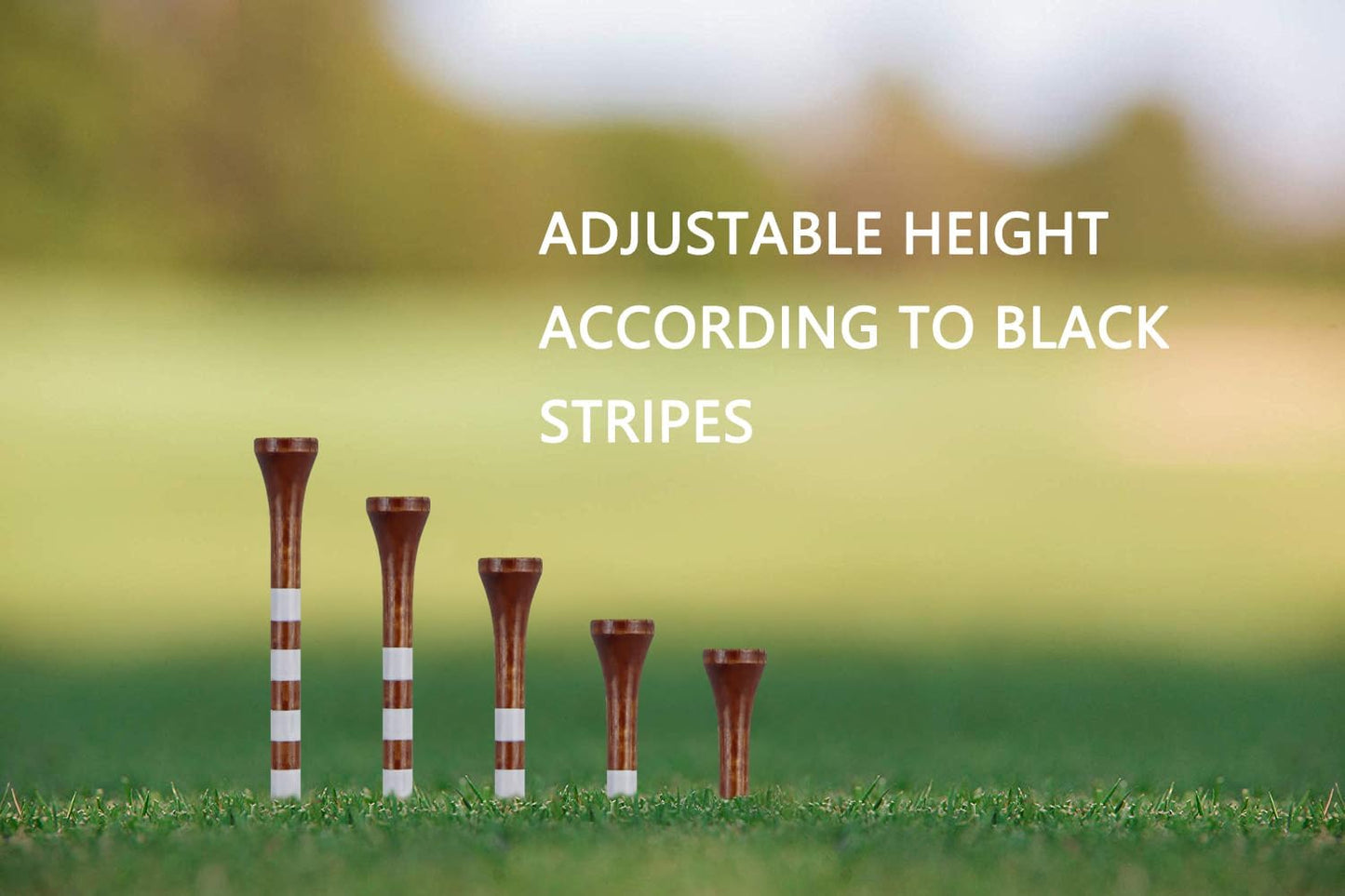 Wooden Golf Tees 3-1/4", 2-3/4", 2-1/8", 1-1/2" Available, 100 Count (Natural Color, White, Black, Blue, Red, Green, Yellow, Pink, Orange)