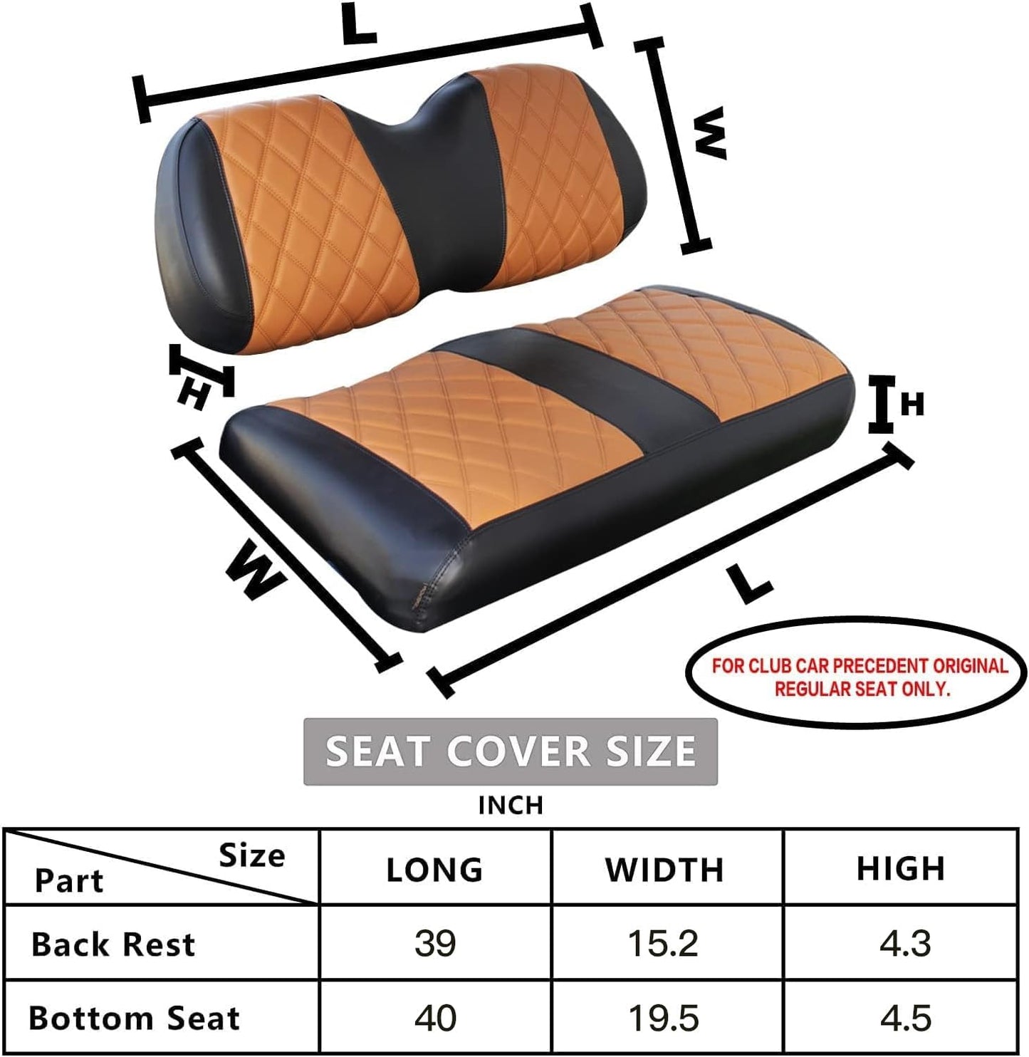NOKINS Golf Cart Diamond Seat Covers Kit, Fit for Club Car Precedent OEM Standard Front Seat Cushion, Golf Cart Vinyl Seat Cover, No Nails Required
