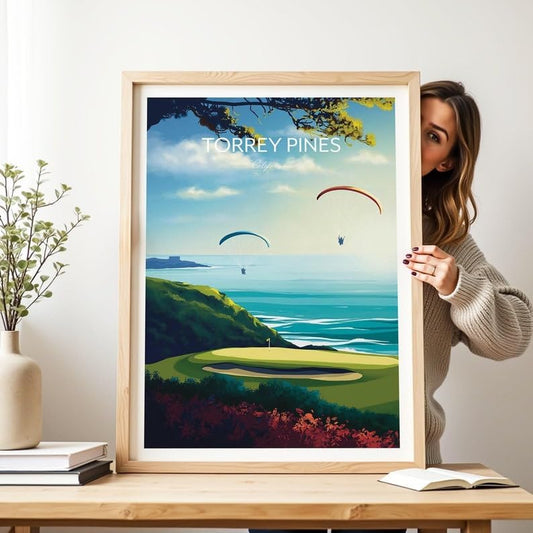 Torrey Pines Golf Poster - San Diego, California Travel Wall Art, Torrey Pines Golf Poster, California Golf Course Print, Golf Art Wall Decor (Unframed) (16x24)