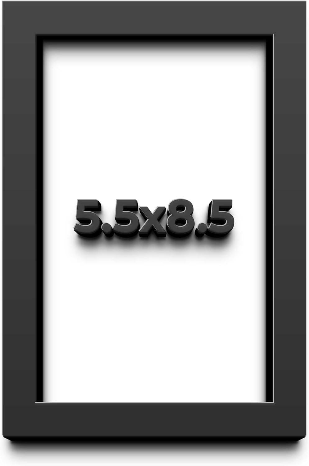 5.5x8.5 Shadow Box Black Solid Wood Display Frame with White Acid-Free Backing UV Acrylic & Hanging Hardware - with 3/4" Usable Depth