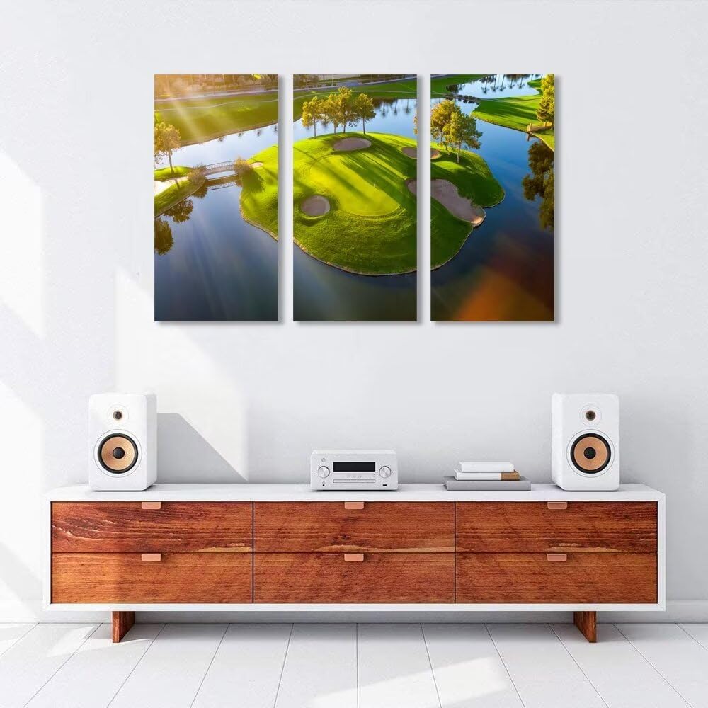 Island Golg Hole in Arizona Golf Course Wall Art for Living Room Bedroom Bathroom Home Decoraitons Golf Course Pictures Posters Framed Artwork Canvas Prints Ready to Hang(20''W x 40''H x3)