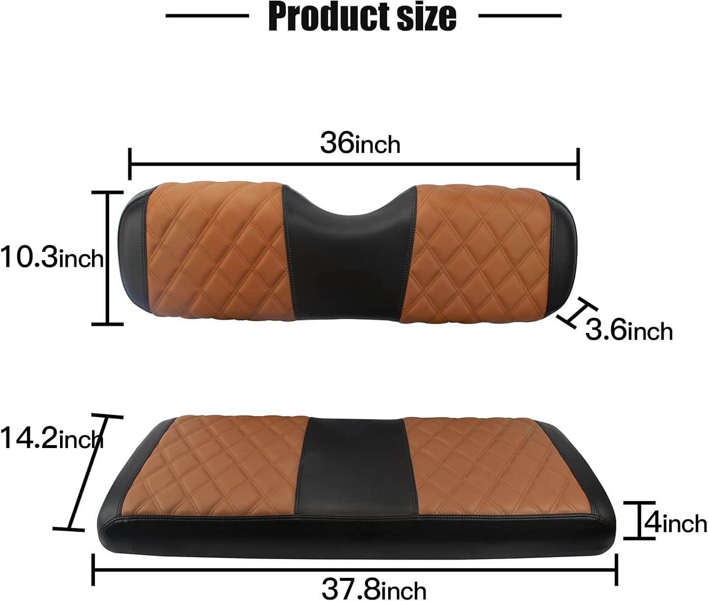 NOKINS Golf Cart Seat Covers Fit Club Car Precedent/DS/EZGO RXV/TXT/Yamaha Drive Aftermarket Standard Rear Seat Cushion, No Stapler, Multiple Colors&Breathable (Brown&Black)