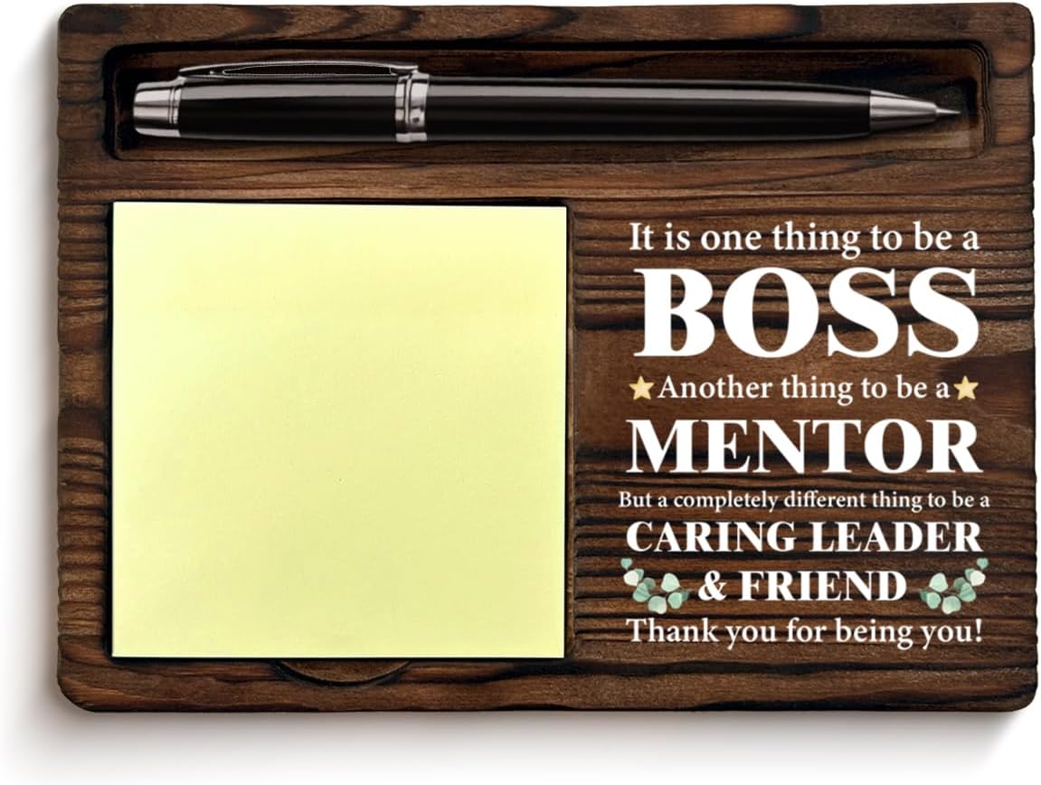 Boss Appreciation Gifts, Thank You Gifts for Bosses Leader Boss's Day Retirement Farewell Birthday, Best Boss Thank You Sticky Note Holder Office Decor
