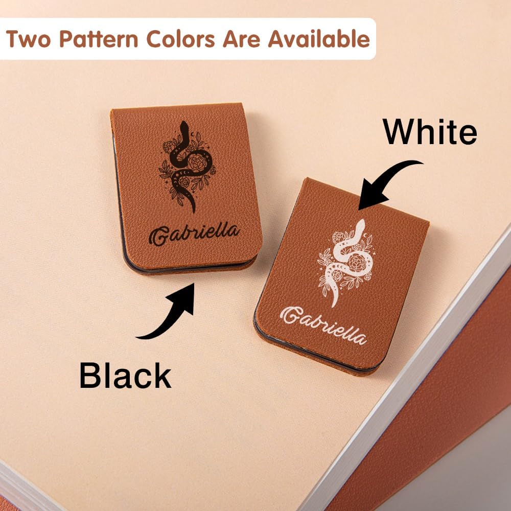 CALLIE Personalized Magnetic Bookmark Clip – Custom Name Reading Gifts for Book Lovers, Birthday Teacher's Day Christmas for Bookworm Gifts (Floral Snake)