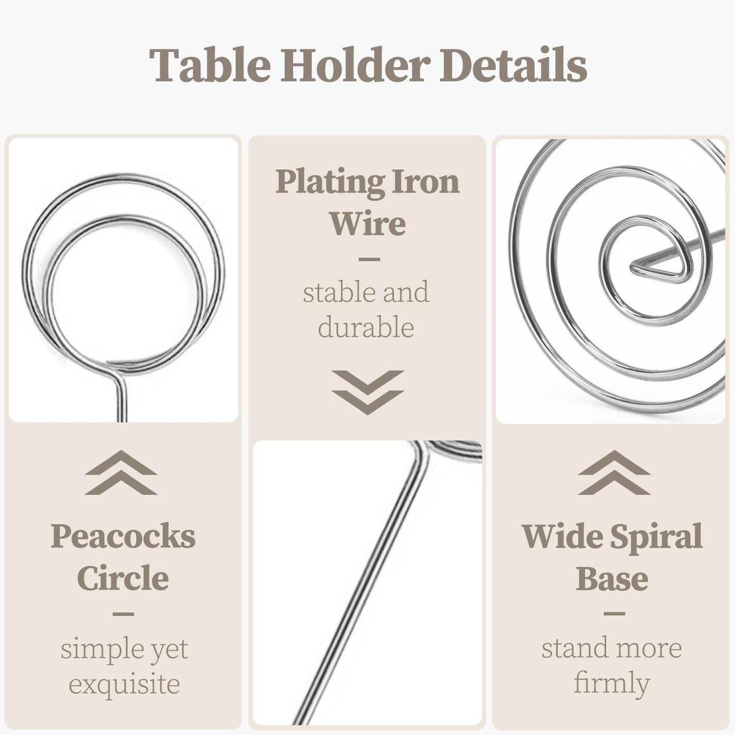 Table Number Holders 20Packs - 3.35 Inch Table Number Stands Place Card Holder for Wedding Party Graduation Reception Restaurant Home Photo Picture Office Memo (Silver, 3.35")
