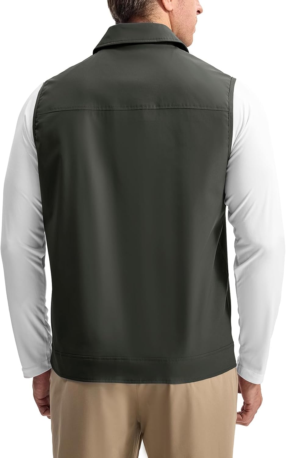 Rdruko Men's Golf Vest Lightweight Outerwear Windproof Water Resistant Grid Lining Vest with Zipper Pockets for Casual