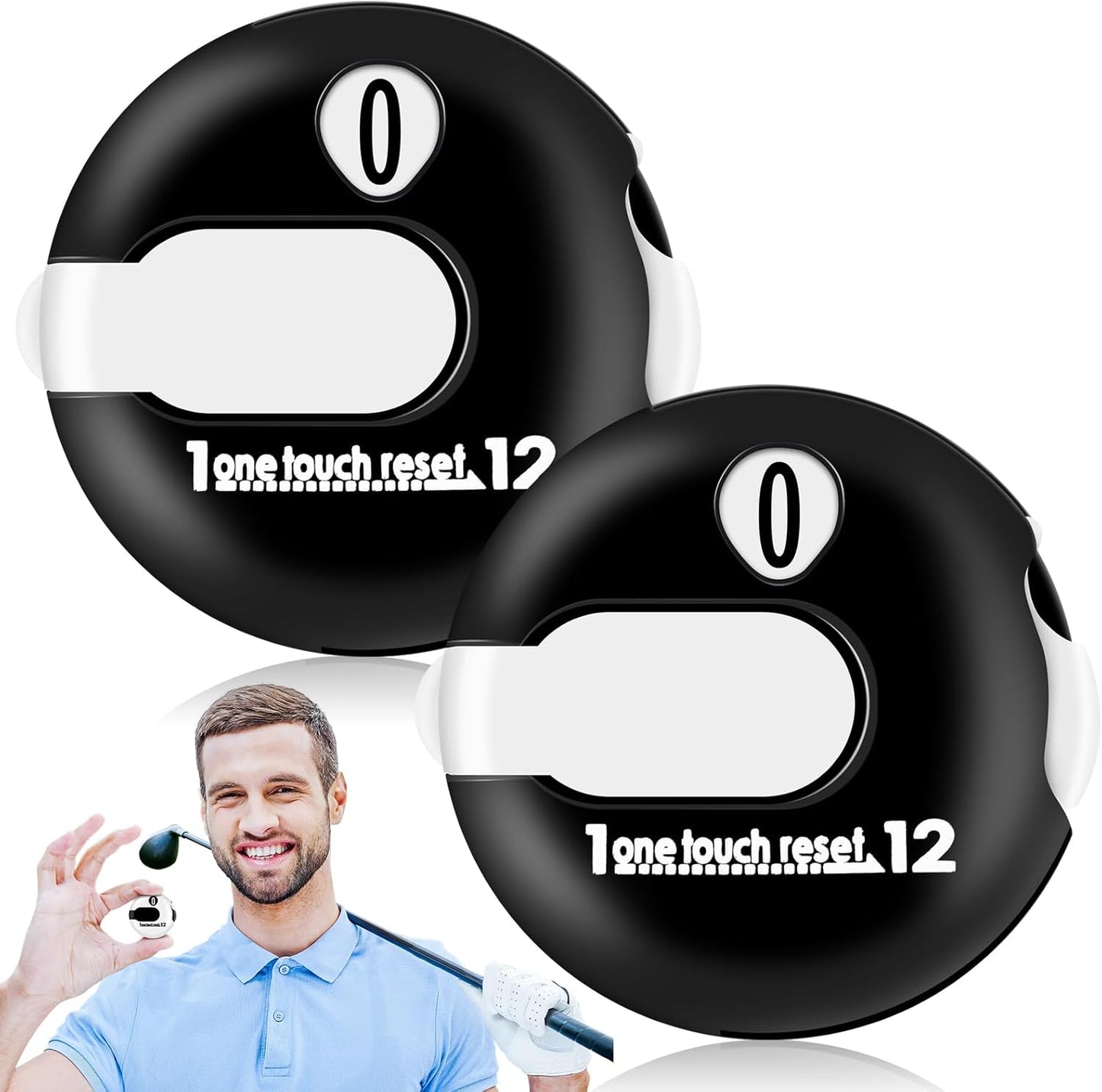 Weewooday 2 Pieces Golf Score Counter Golf Stroke Counter Golf Counter Clicker with One Touch Reset for Golf Game Scorekeeper Outdoor Activities Sport (Black)