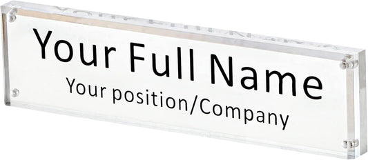 IEEK Acrylic Desk Name Plate, Clear Acrylic Block Nameplate Double Sided Holder, DIY Personalized Name, 2.5x10 Inch