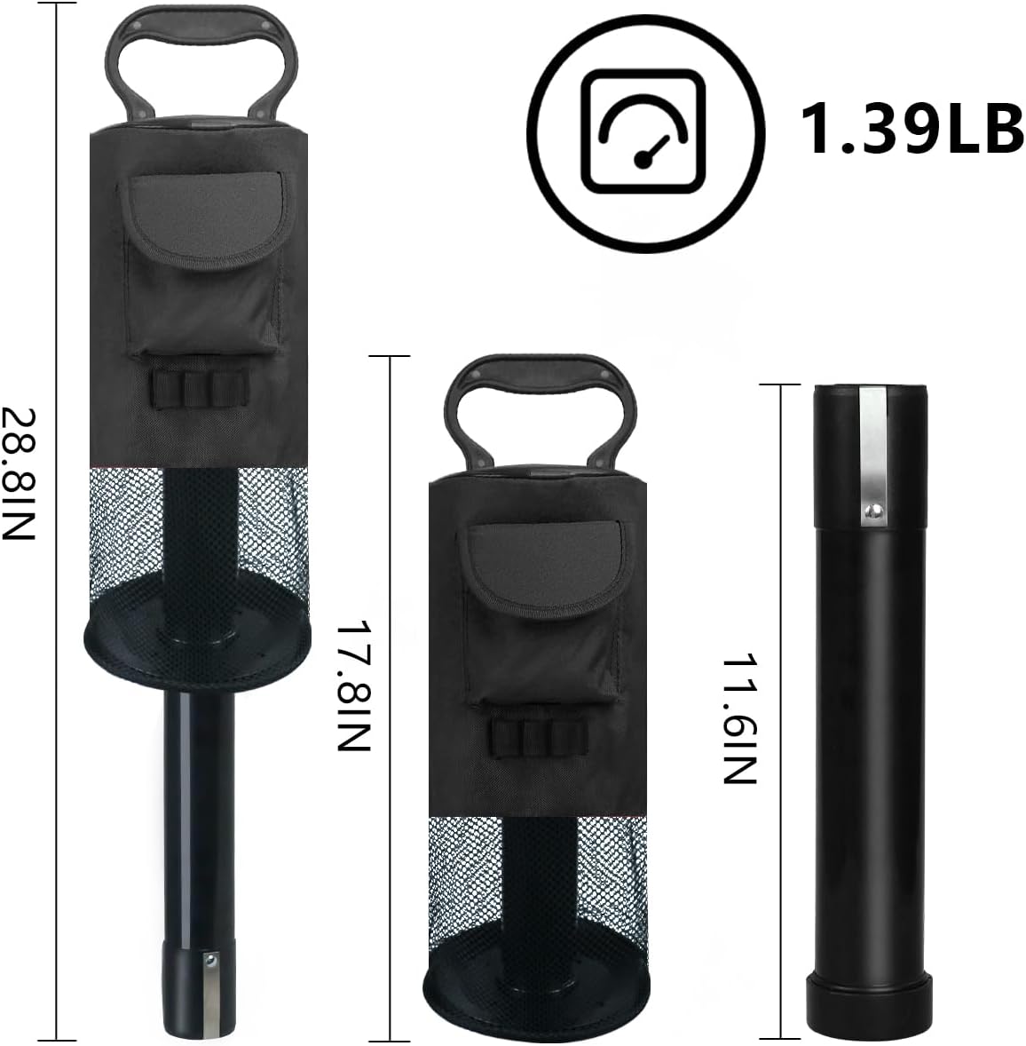 HOW TRUE Golf Ball Retriever, Portable Shag Bag Golf Ball Pick Up with Removable Plastic Tube, Pocket Shagger Storage