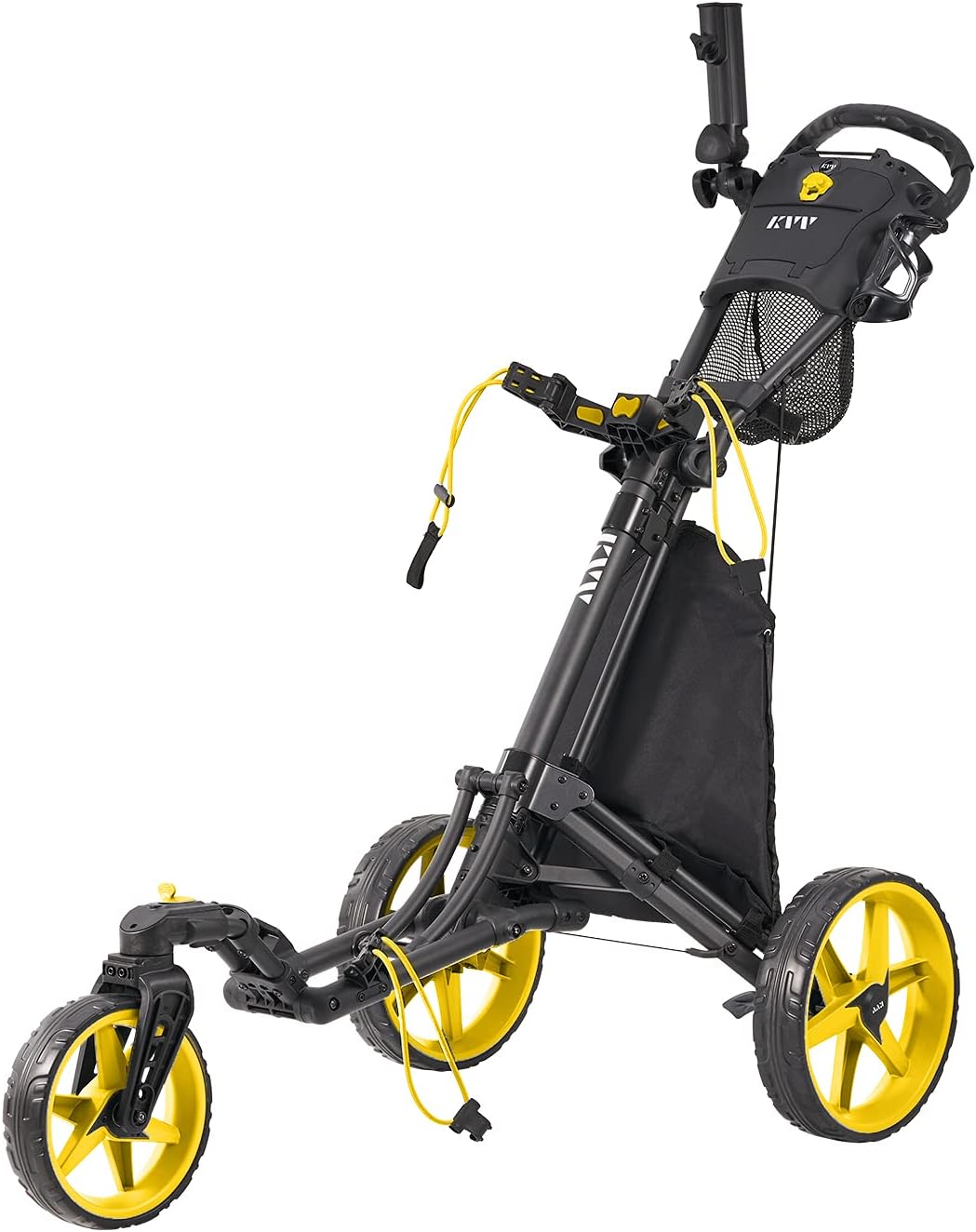 KVV 3 Wheel 360 Rotating Front Wheel Golf Push Cart Open and Close in ONE Second-Free Umbrella Holder Included
