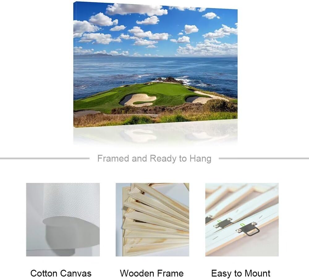 HJY Art USA California Golf Course Wall Art for Living Room Bedroom Golf landscape Canvas Wall Decor Blue Green Abstract Painting Poster for Home Decor Bathroom Office Artwork (28 x 44 inch)