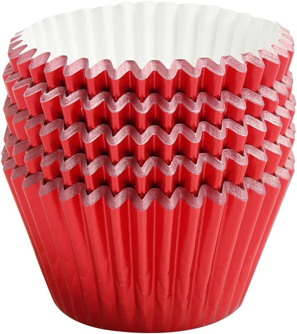 Red-Foil Cupcake Liners Standard Baking Cupscake For Wedding Baby shower Birthday Party(Pack of 100) …