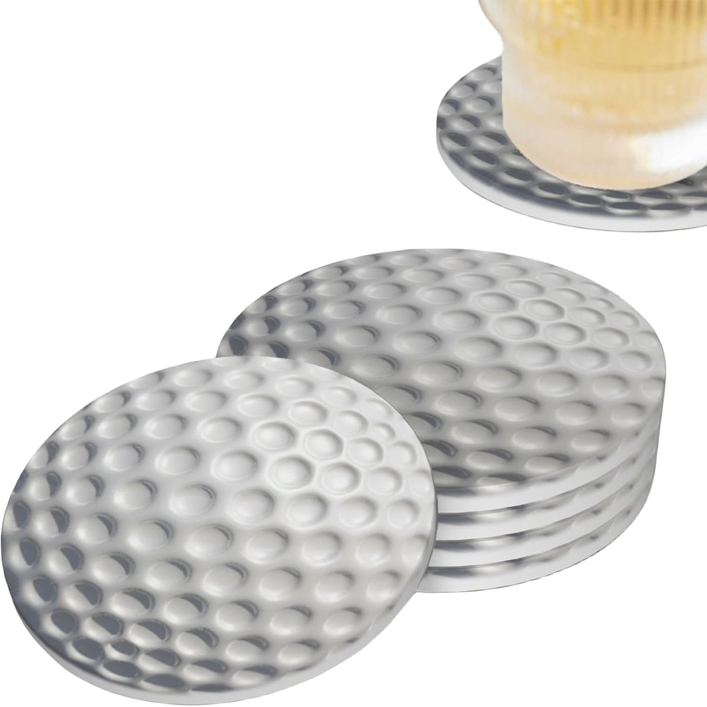 Golf Ball Golfing Sport Coasters for Drinks Set of 4, Absorbent Ceramic Drink Coasters for Coffee Table Wooden Table Cup Bar, 4 Inches