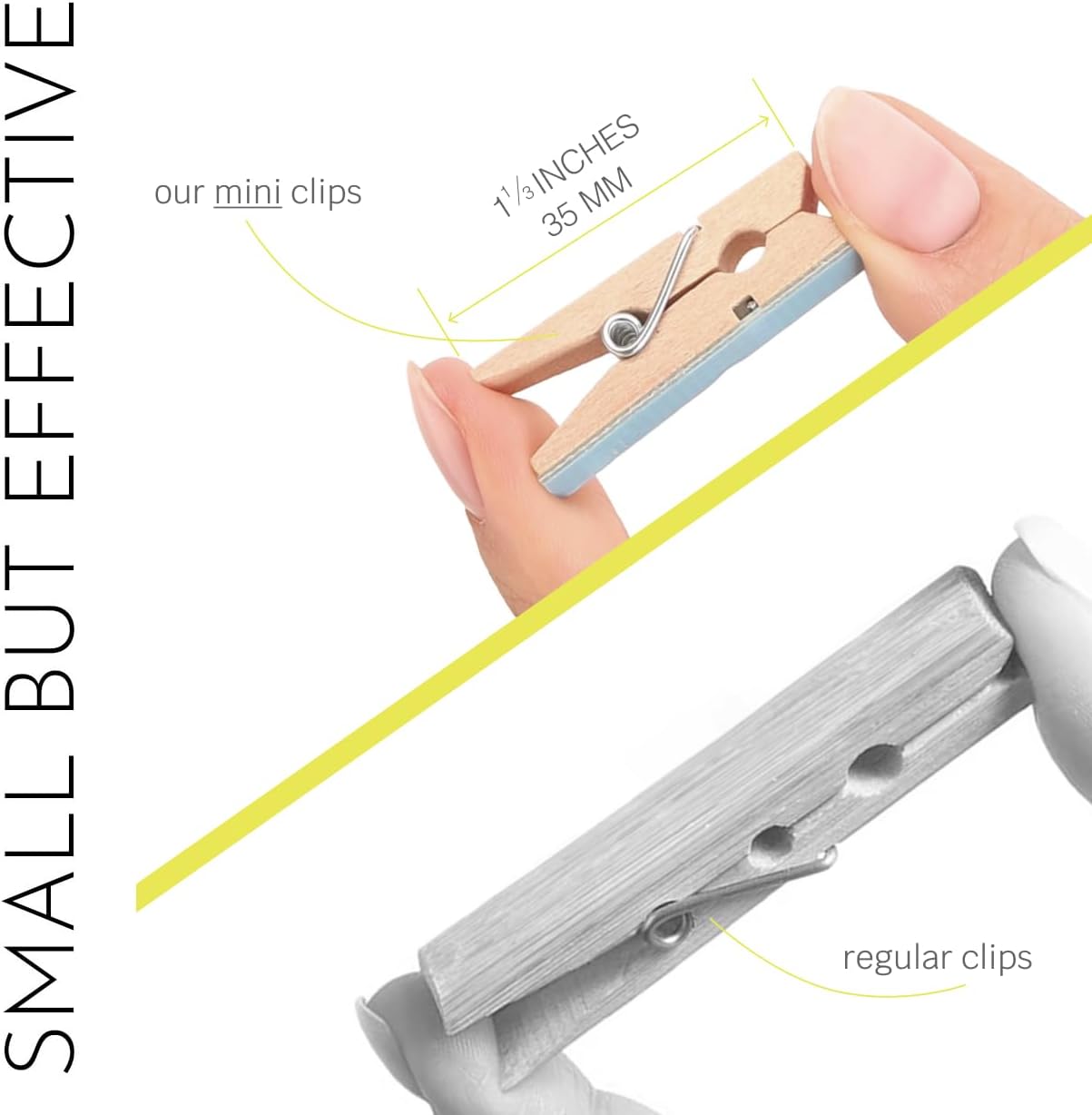 20 Pack Mini Self Adhesive Clips for Pictures - Beige Wood Clip Photo Holders for Wall, Poster Hanger, Photo Cards Hanging Display Board & Picture Boards, Artwork Photos Holders Hangers Room Decor