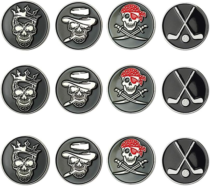 Golf Ball Markers Assorted Patterns Value Pack of 12 Golf Gifts, Golf Cap Clips and Divot Repair Tools Partner Accessories Sets for Men Women Golfer