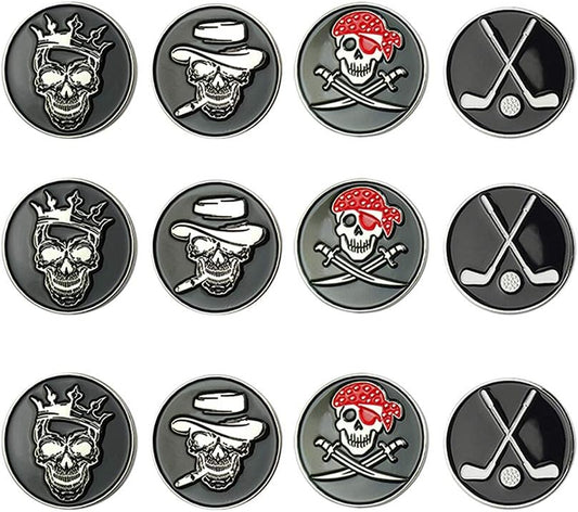 Golf Ball Markers Assorted Patterns Value Pack of 12 Golf Gifts, Golf Cap Clips and Divot Repair Tools Partner Accessories Sets for Men Women Golfer