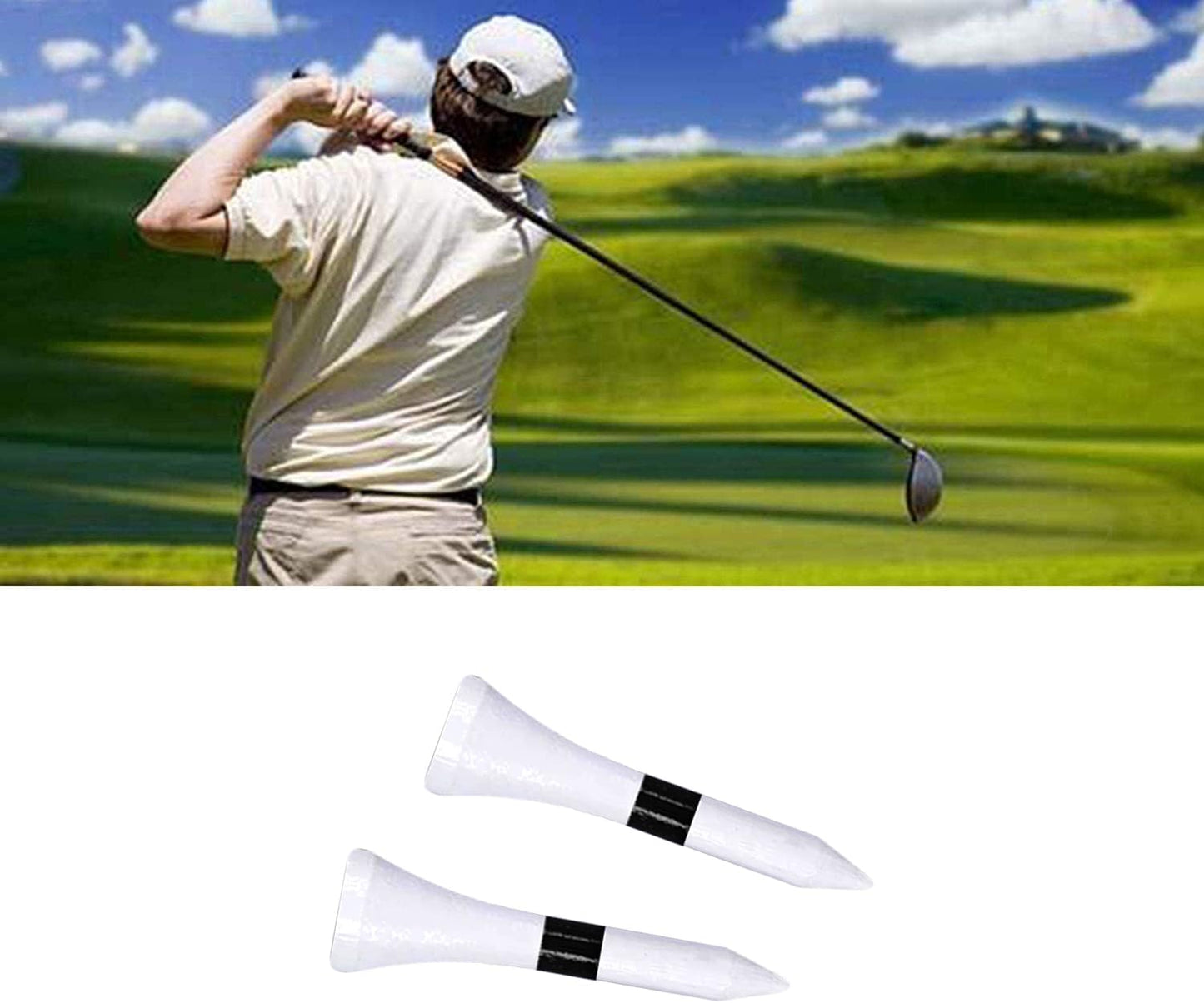 Wooden Golf Tees 3-1/4", 2-3/4", 2-1/8", 1-1/2" Available, 100 Count (Natural Color, White, Black, Blue, Red, Green, Yellow, Pink, Orange)