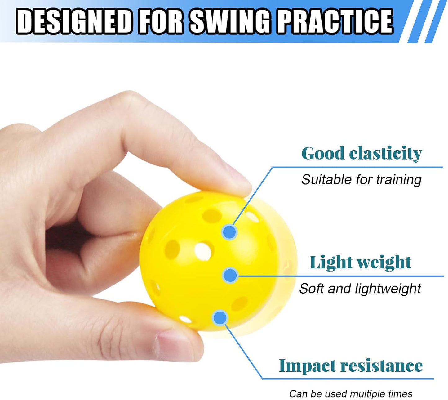 Plastic Golf Balls Practice Limited Flight Golf Training Ball Hollow Swing Practice Indoor Golf Balls with Mesh Drawstring Bag for Backyard Driving Range or Outdoor