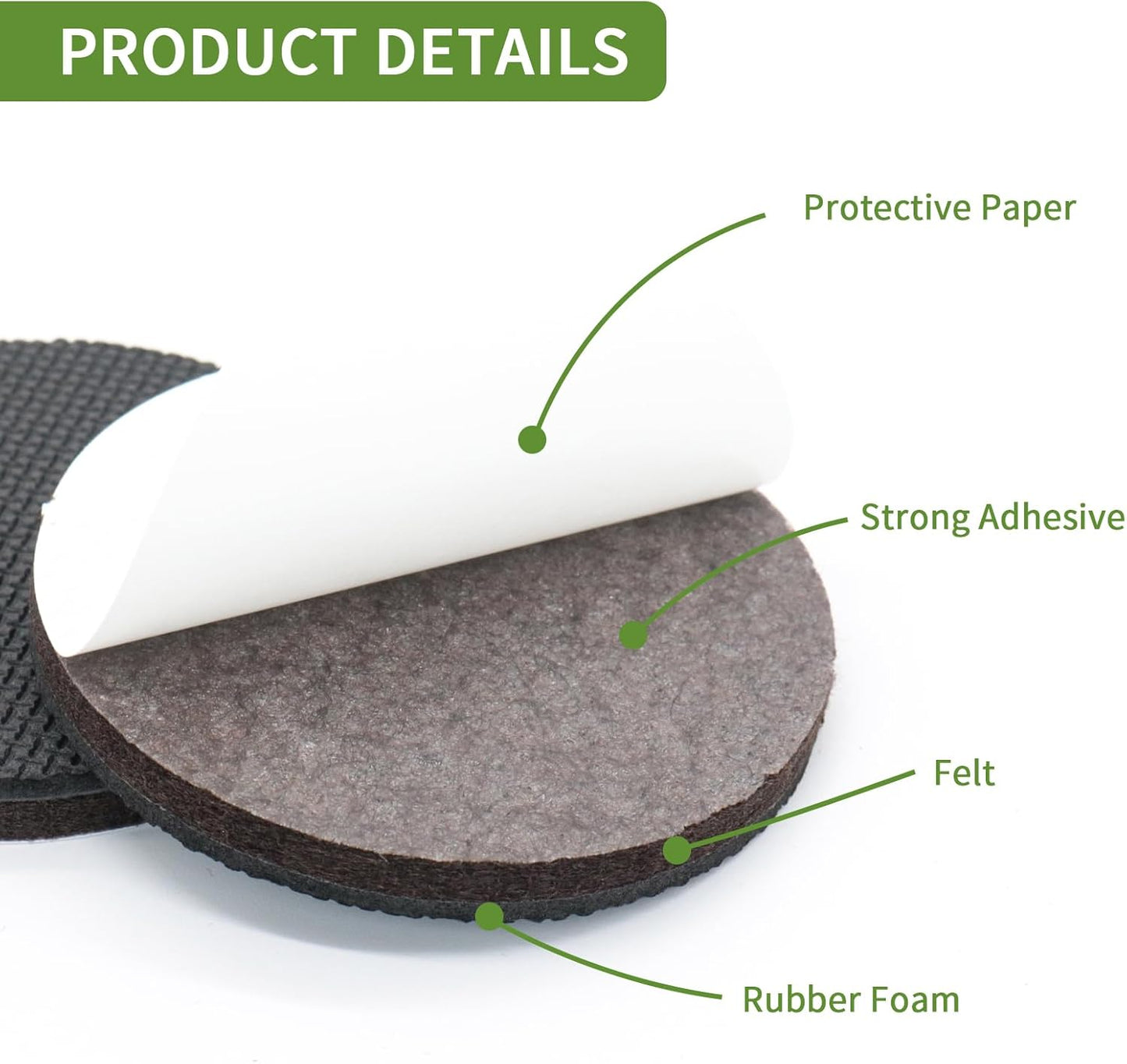 Non Slip Furniture Pads 12 PCS 3'' Round - Anti Slip Furniture Pads - Self Adhesive Rubber Feet Furniture Feet - Chair Leg Floor Protectors - Keep Furniture in Place