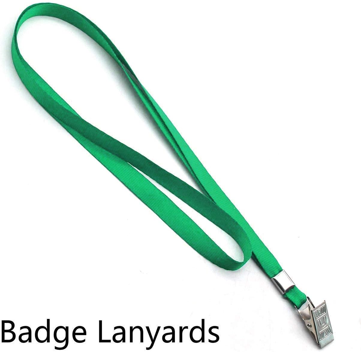 Beebel Green Lanyards 100 Pack Nylon Flat Badge Lanyard for Id Badge Name Tag (Green, 100 Pack)