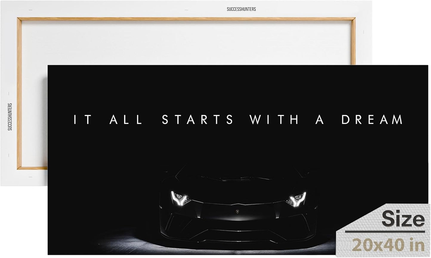 Motivational Wall Art for Office, Super Car Art Canvas, Inspirational Automotive Decor for Lamborghini Aventador Sportscar Lovers, Motivational Wall Decor for Office and Home Car Poster (20" x 40" in)