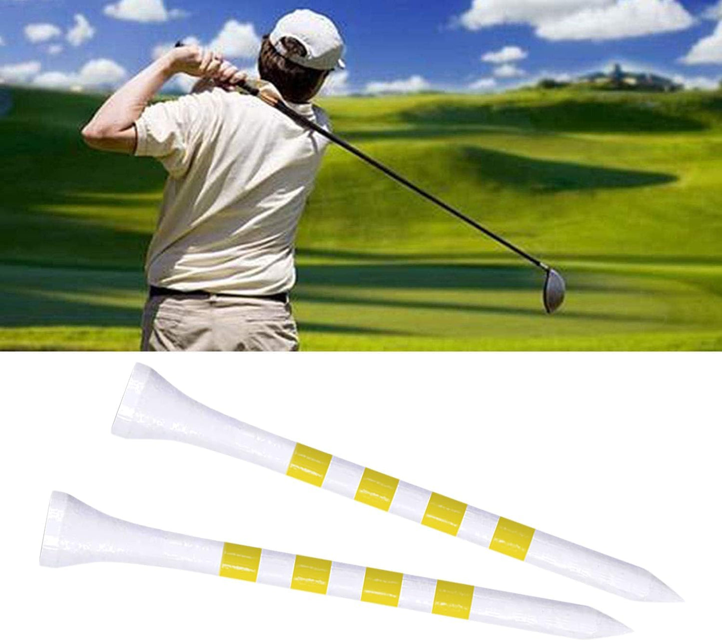 Wooden Golf Tees 3-1/4", 2-3/4", 2-1/8", 1-1/2" Available, 100 Count (Natural Color, White, Black, Blue, Red, Green, Yellow, Pink, Orange)