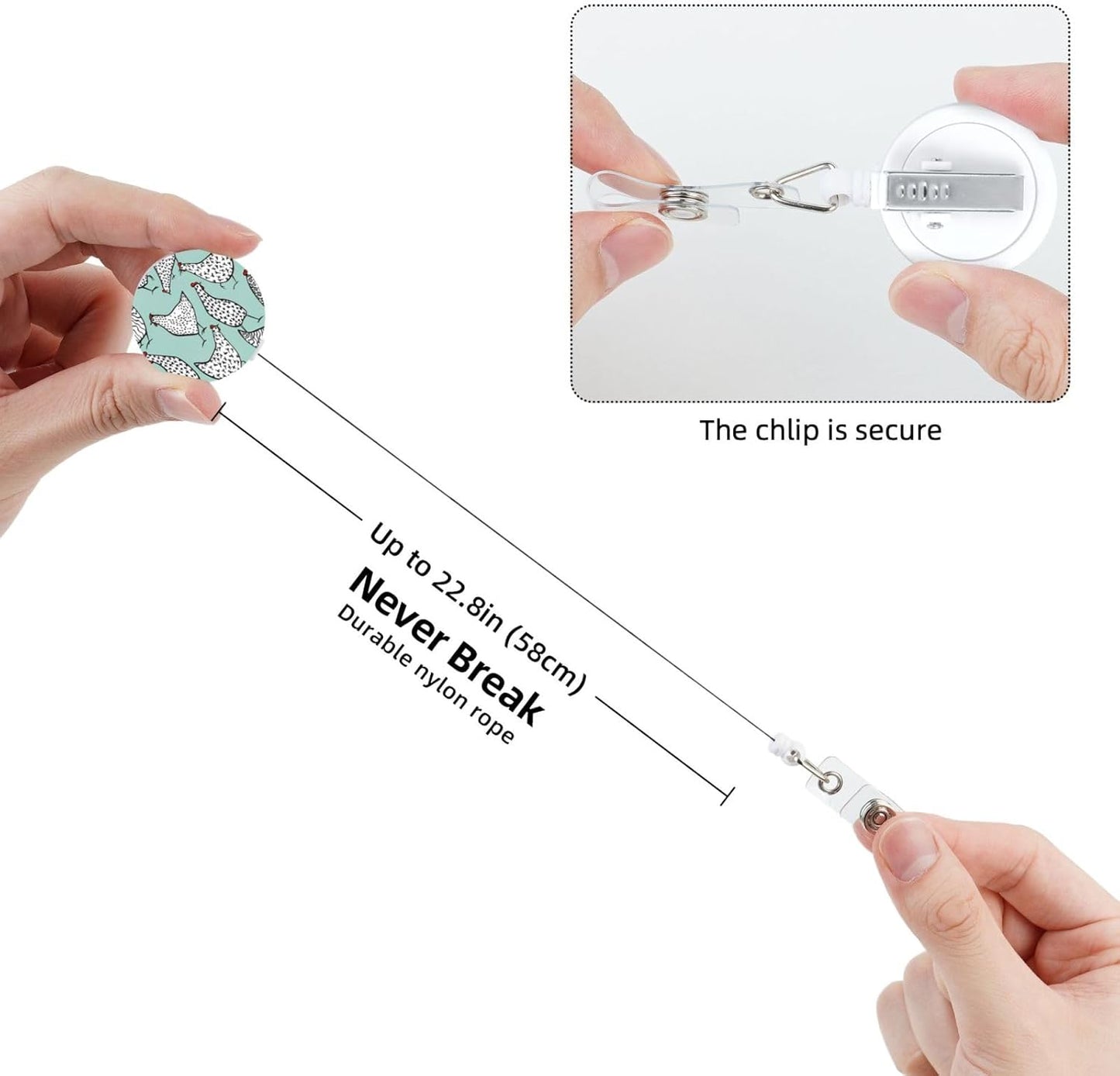 Chickens Badge Reels Retractable Badge Holder with Clip for Id Name Tag Office Worker Student Teacher Nurse Doctor