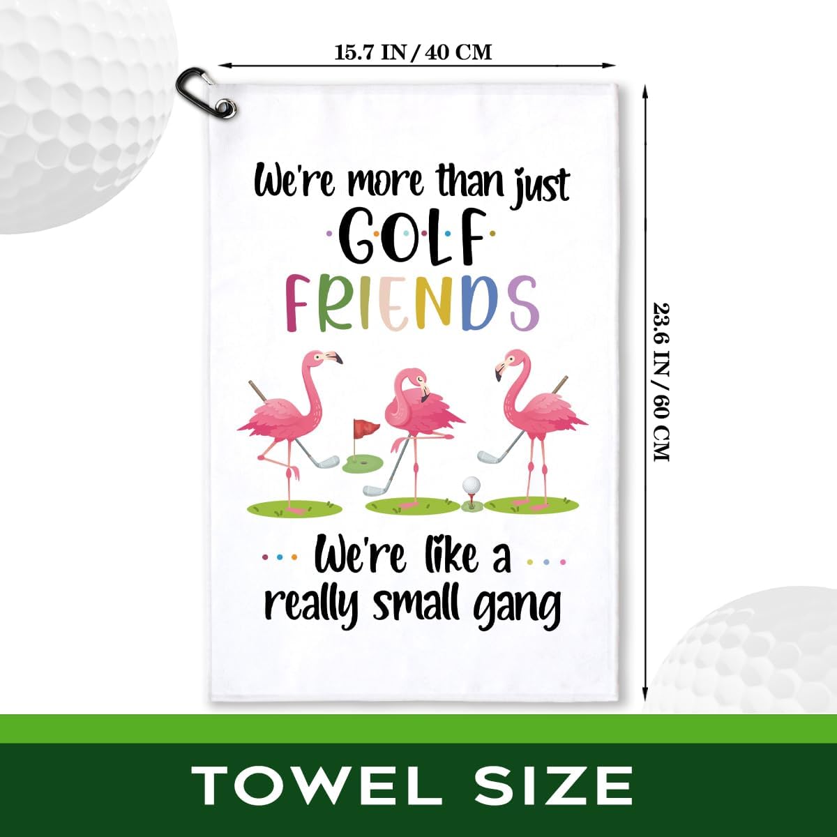 Polyester Cotton Blend Printed Golf Towel, Funny Flamingo Golf Accessory for Men Women, Golf Gift for Fan, Lover Birthday Gift