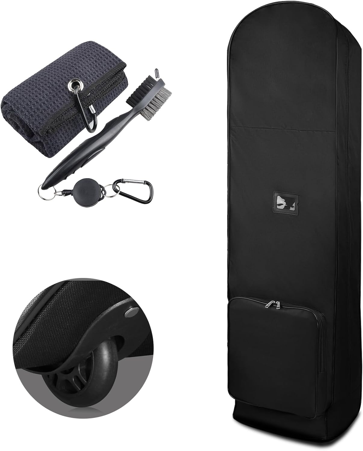 XUZ Golf Club Travel Bags for Airlines - Soft Sided Travel Golf Bags for Airlines, 1200D Foldable Golf Club Covers Stuff, Wheels Travel Case with Accessories