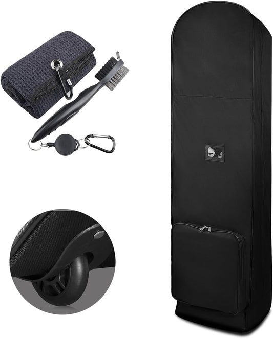XUZ Golf Club Travel Bags for Airlines - Soft Sided Travel Golf Bags for Airlines, 1200D Foldable Golf Club Covers Stuff, Wheels Travel Case with Accessories