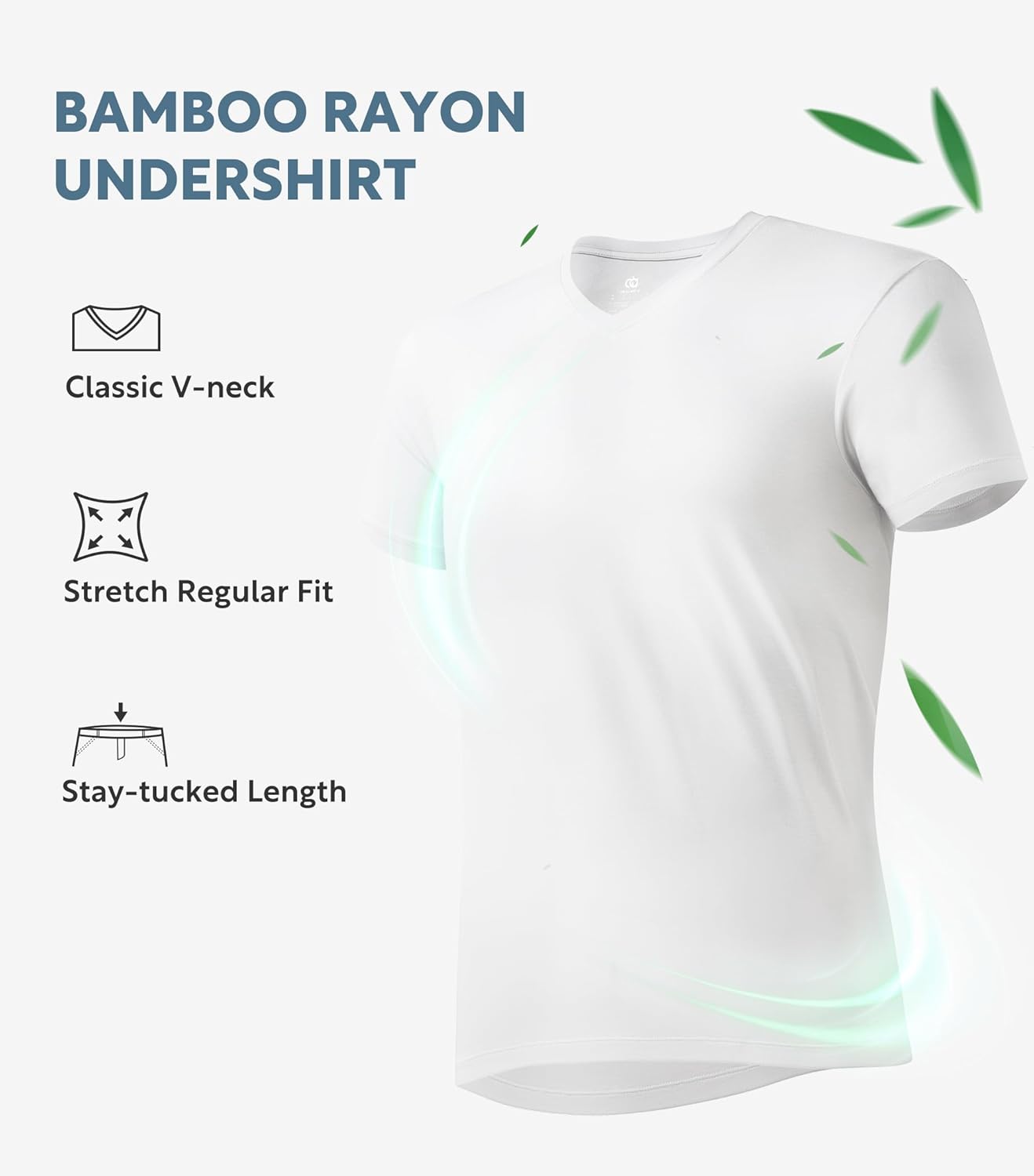 DAVID ARCHY Men's Undershirt Bamboo Rayon Moisture-Wicking V-Neck T-Shirts Stretch Tees for Men, 3 or 5 Pack