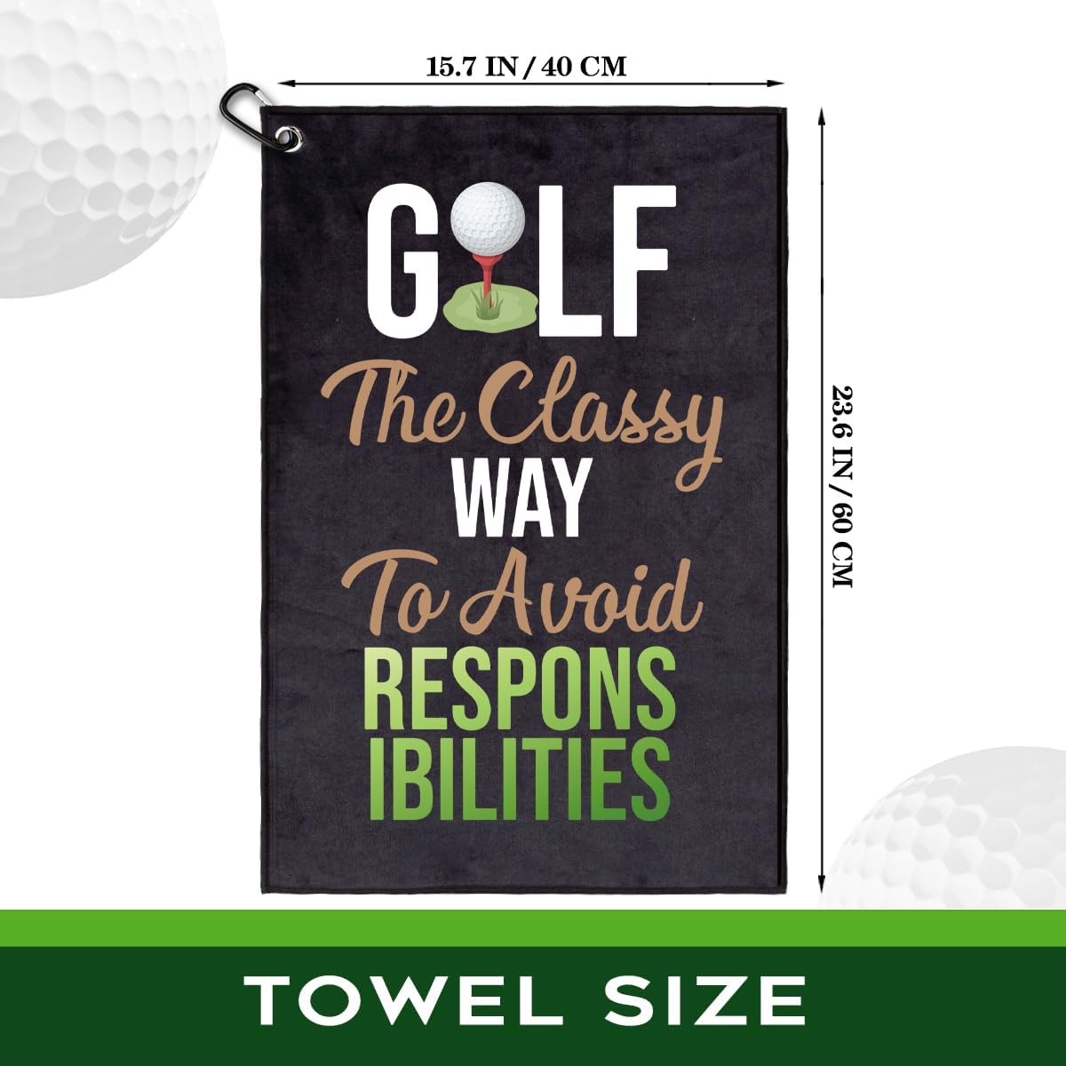 The Classy Way to Golf - Polyester and Cotton Blend Printed Towel, Funny Retro Accessories for Men Women, Gift for Fan Dad Grandpa, Lover Father's Day Birthday Gift